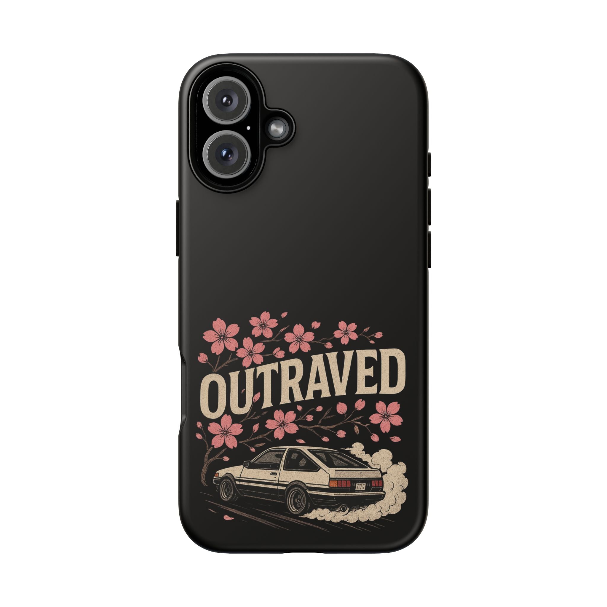 Phone Case — “Outraved” Drift Car Graphic with Cherry Blossoms