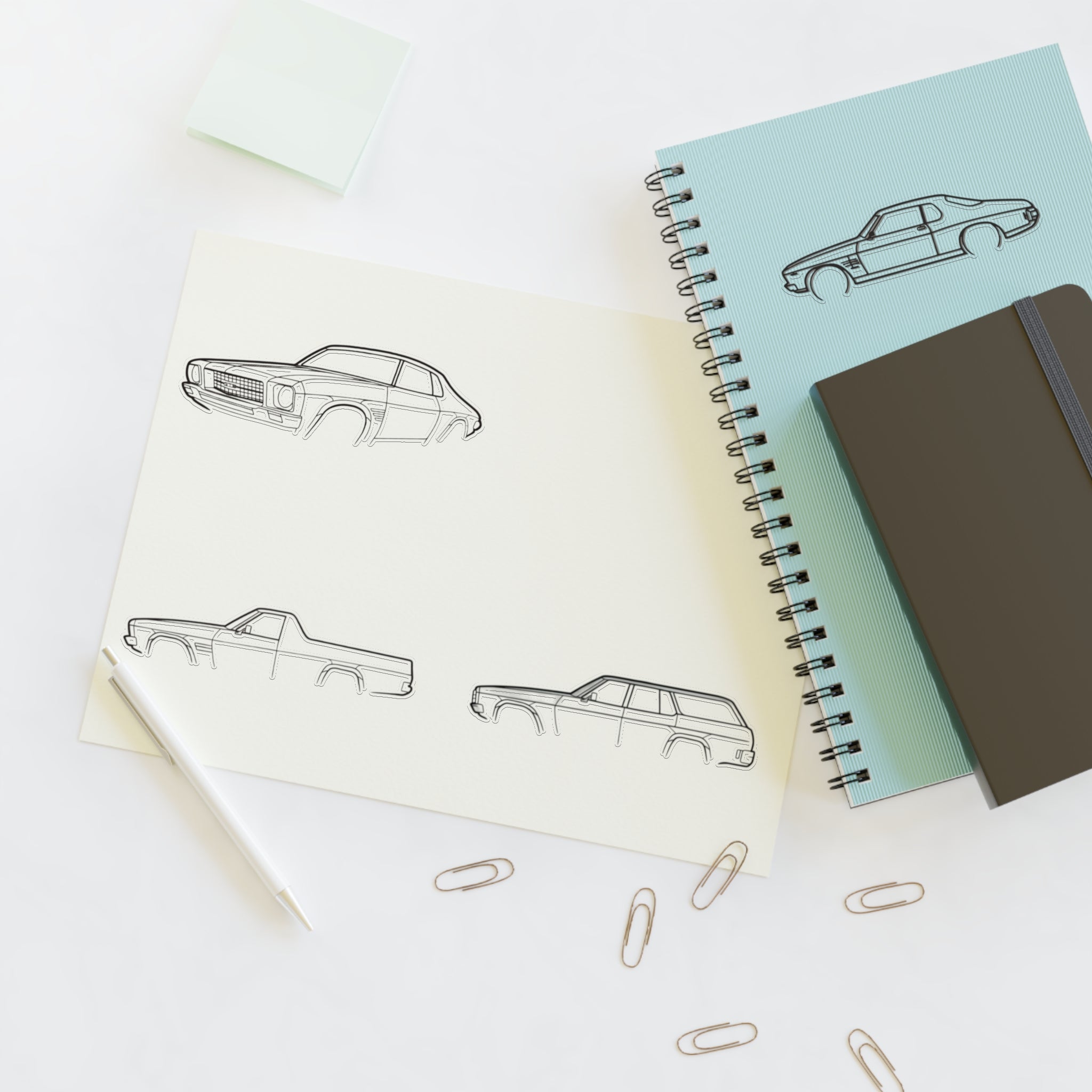 Stickers Hq for you Outline Sticker Sheet — Vintage Automobile Decal Pack