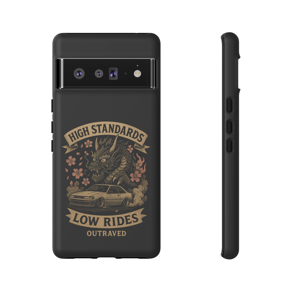 Phone Case — "High Standards Low Rides" Retro Dragon Car Design