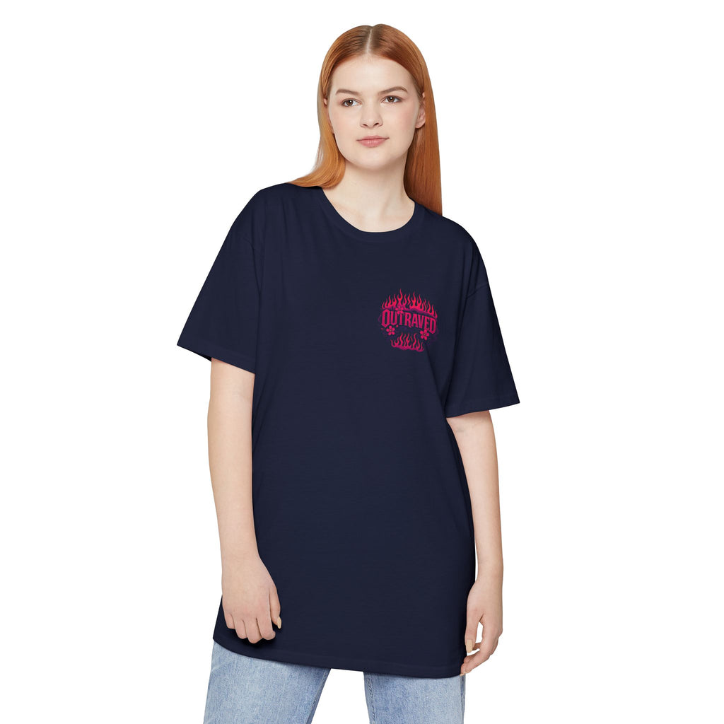 A Outraved Flame Retro Car Longbody Tee — Vintage Anime Streetwear Longline Shirt