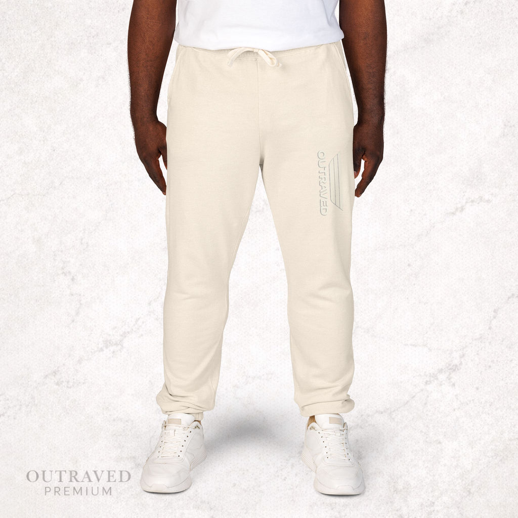Garment-Dyed Fleece Sweatpants — Olive Joggers with White Side Logo