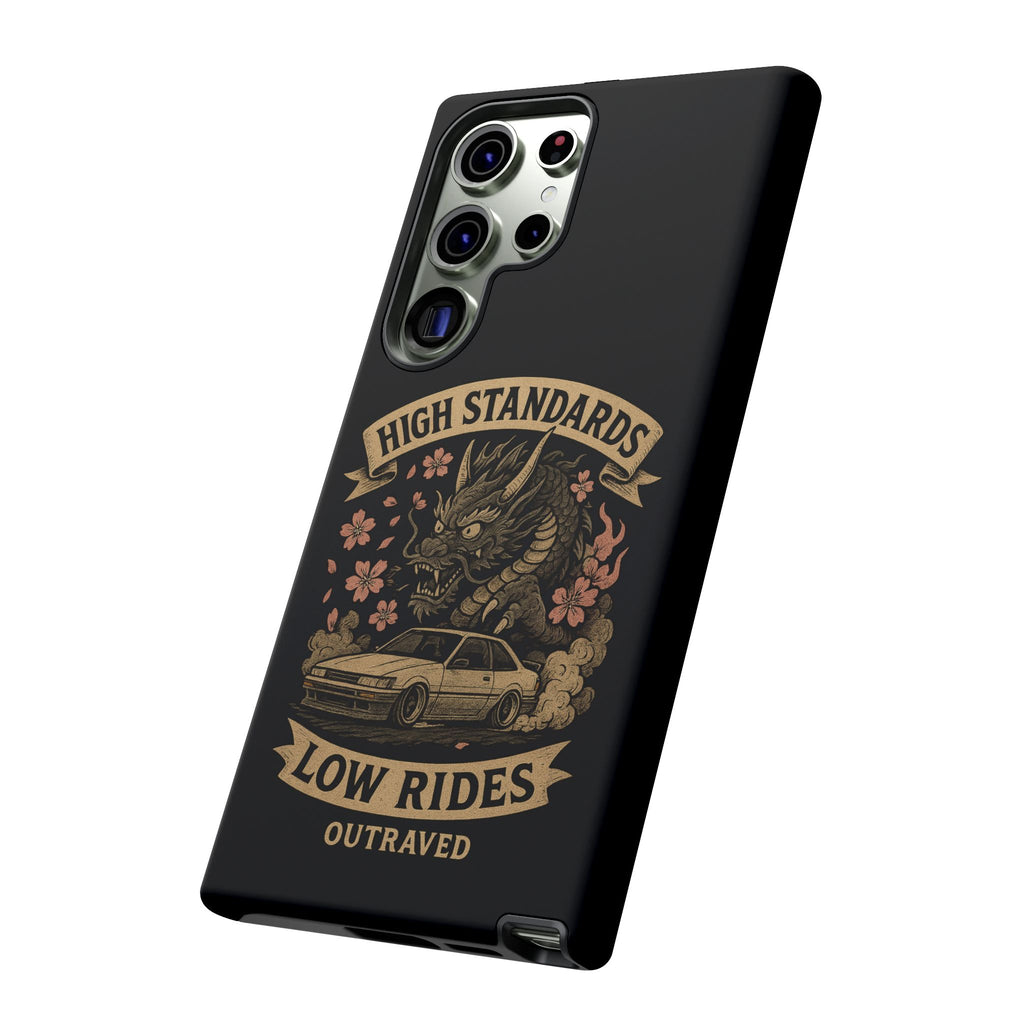 Phone Case — "High Standards Low Rides" Retro Dragon Car Design
