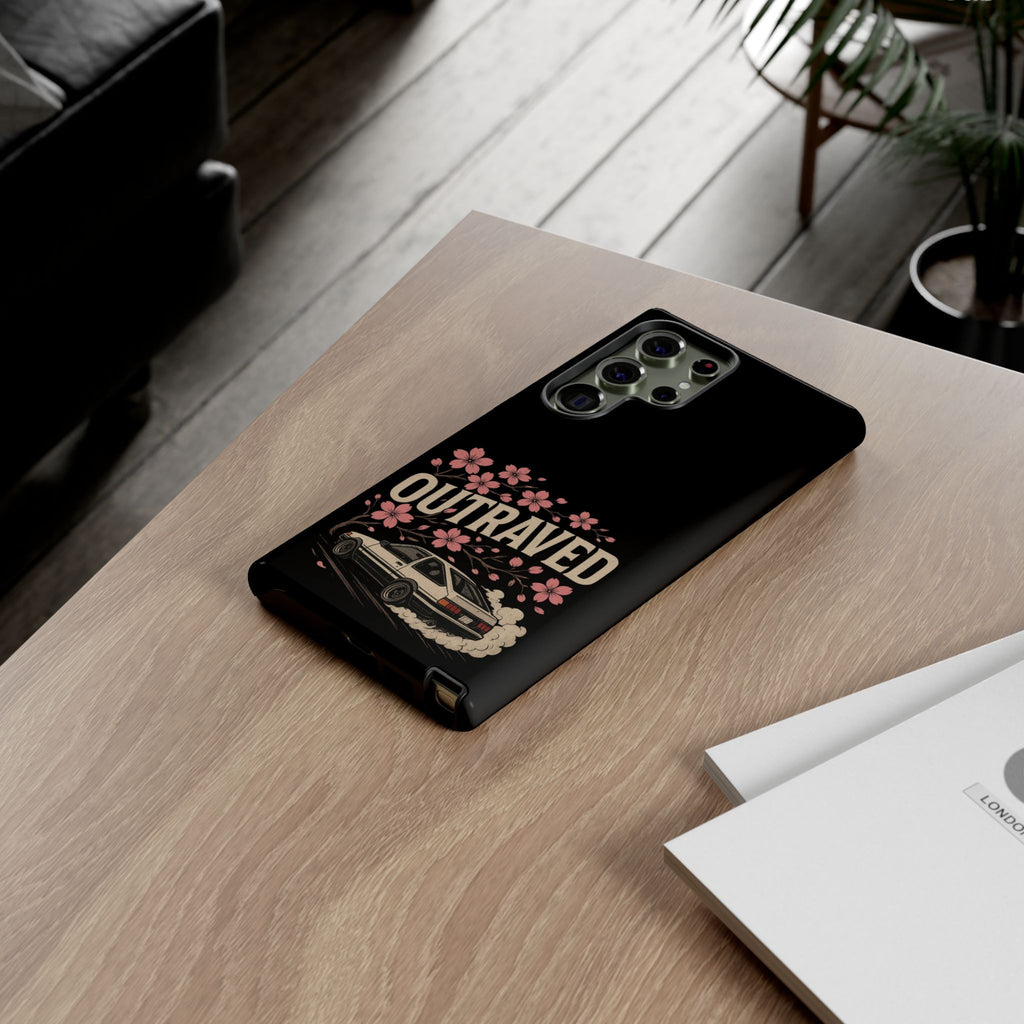 Phone Case — “Outraved” Drift Car Graphic with Cherry Blossoms