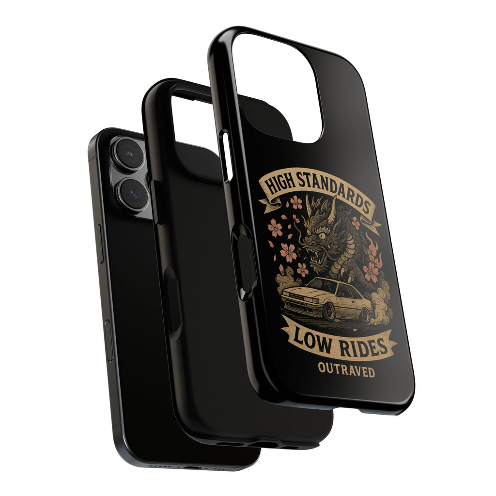Phone Case — "High Standards Low Rides" Retro Dragon Car Design