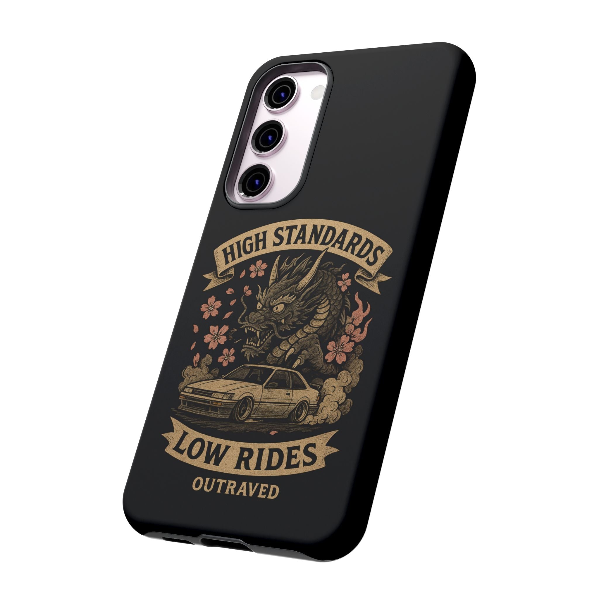 Phone Case — "High Standards Low Rides" Retro Dragon Car Design