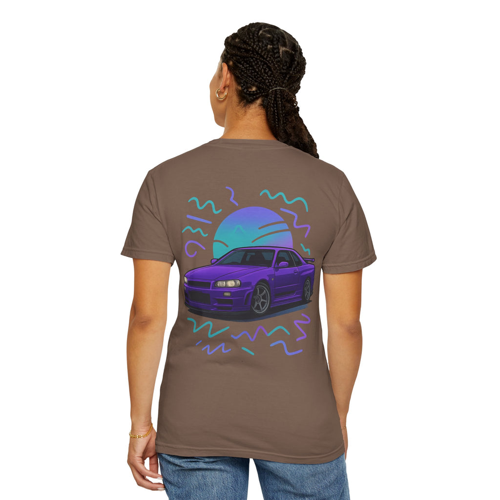 A Retro Skyline R34 T-Shirt — Purple JDM Car Graphic Tee