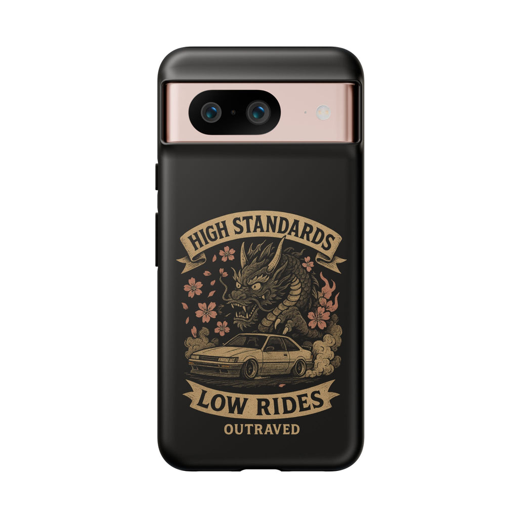 Phone Case — "High Standards Low Rides" Retro Dragon Car Design