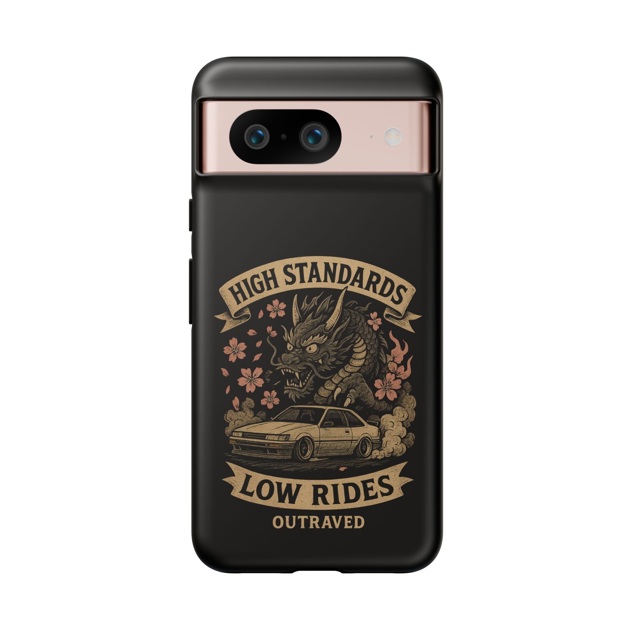 Phone Case — "High Standards Low Rides" Retro Dragon Car Design