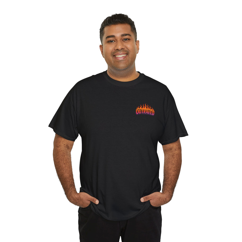 Outraved Car Flames T-Shirt — Retro Van Gogh-Inspired Graphic Tee