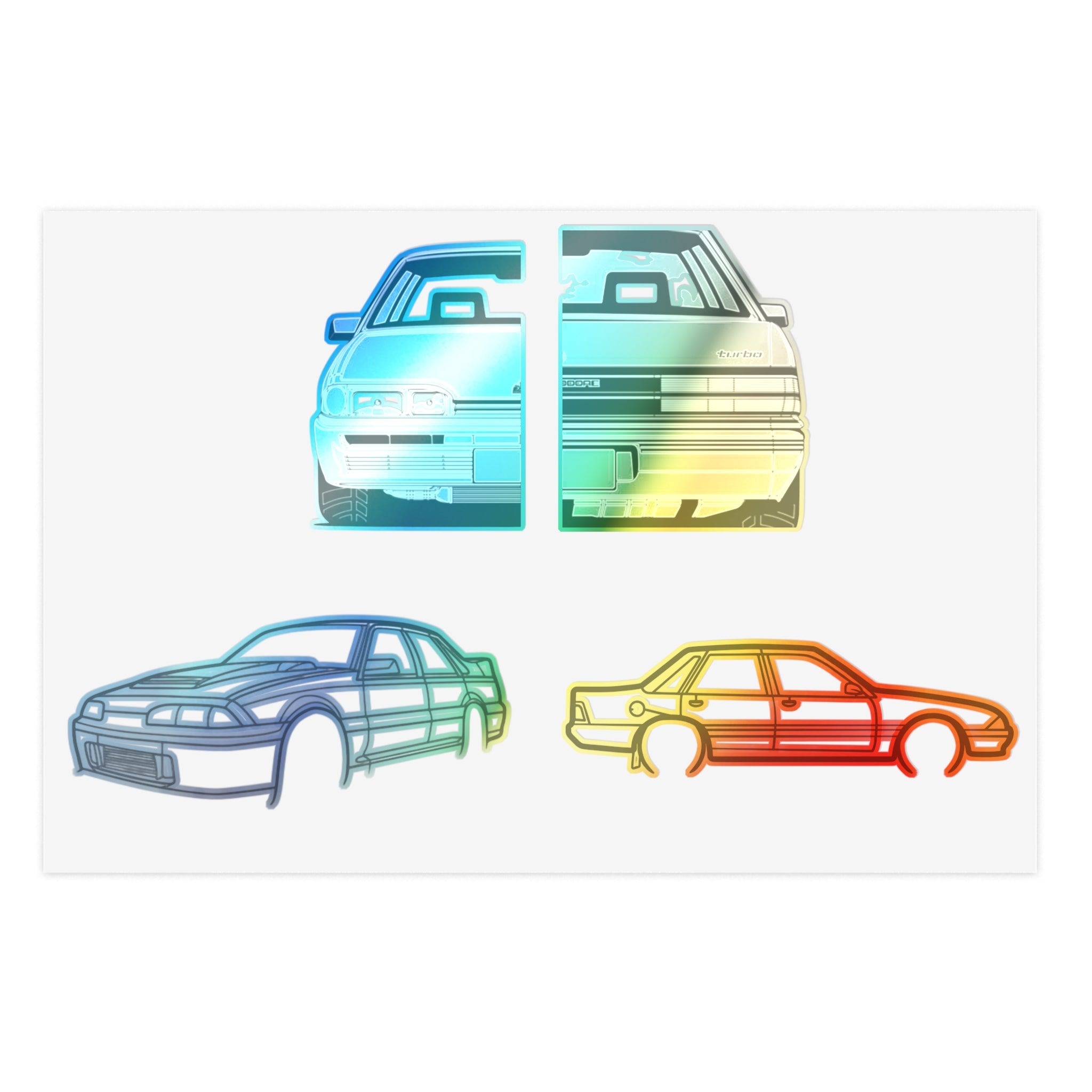 Stickers Fully sick vl brah Line Art Sticker Sheet — Retro Car Outline Decals