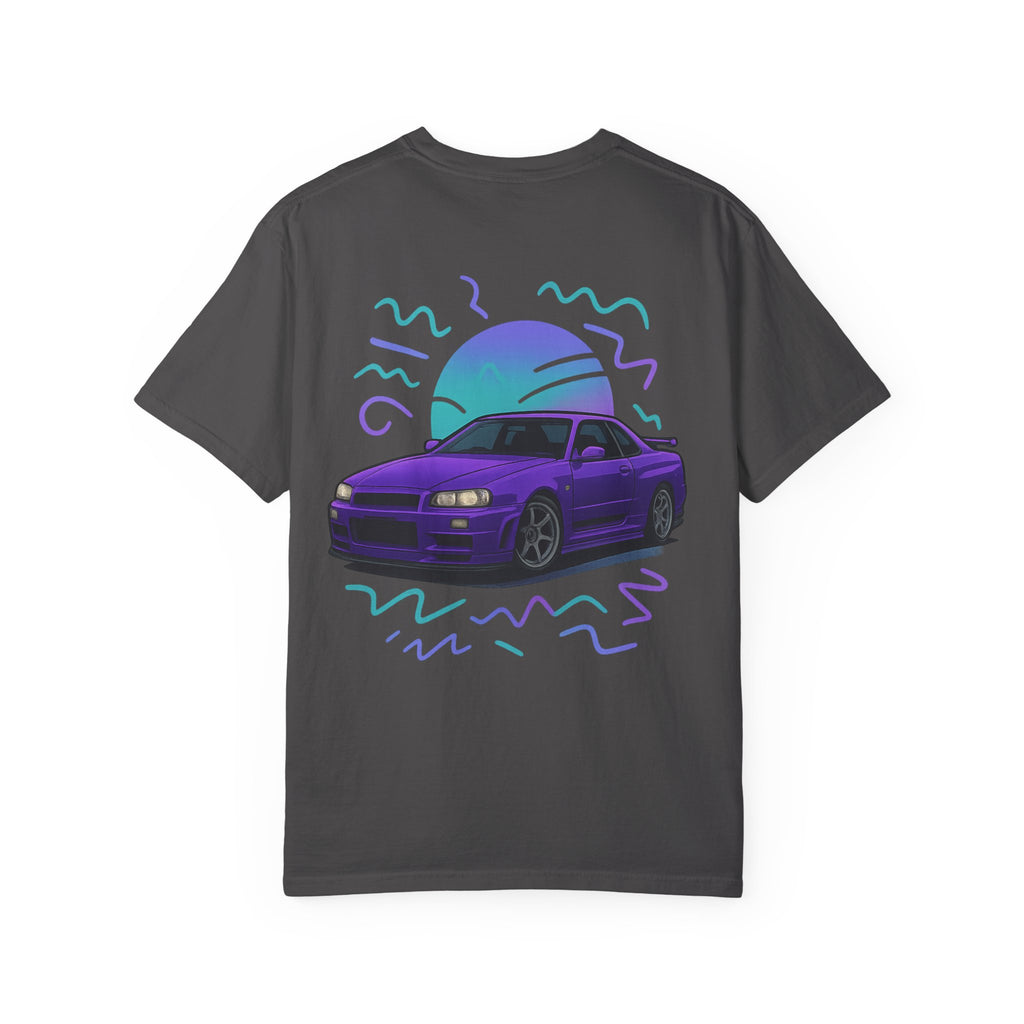 A Retro Skyline R34 T-Shirt — Purple JDM Car Graphic Tee