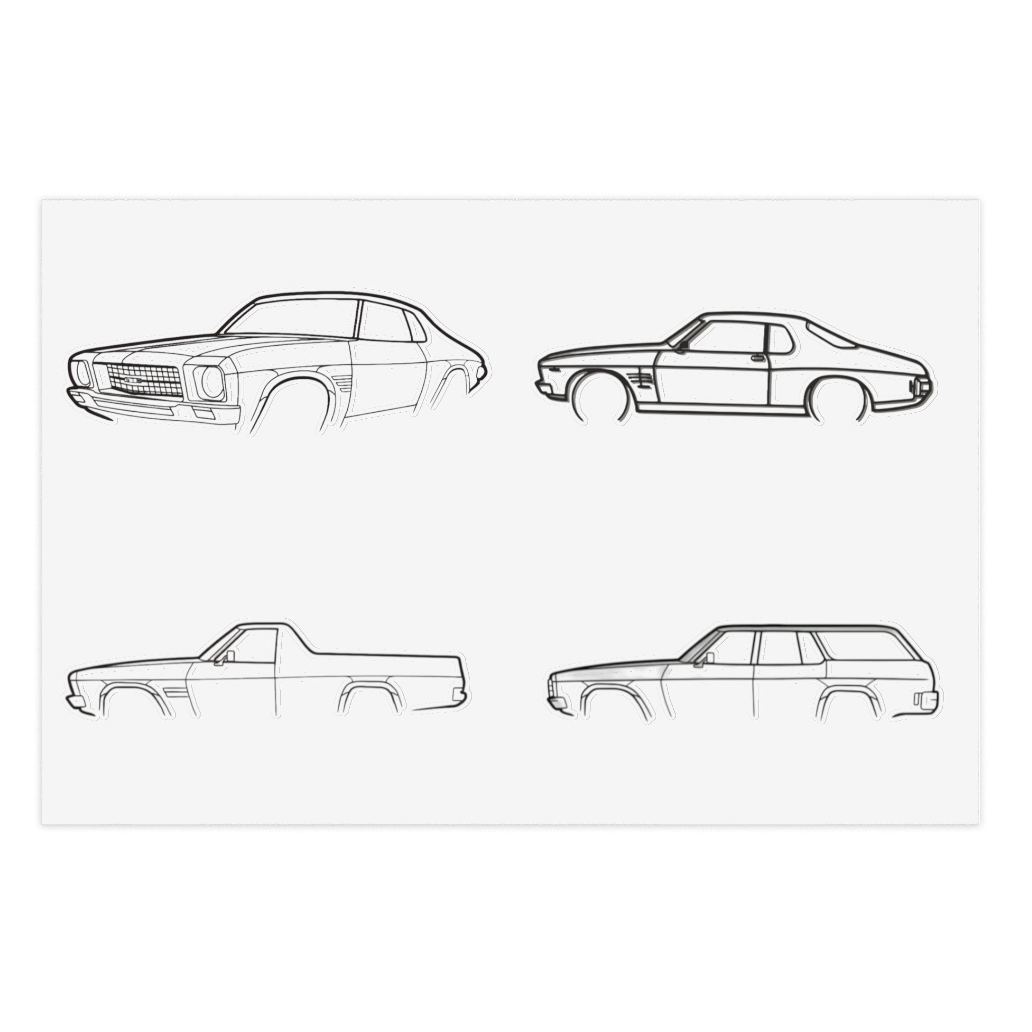 Stickers Hq for you Outline Sticker Sheet — Vintage Automobile Decal Pack