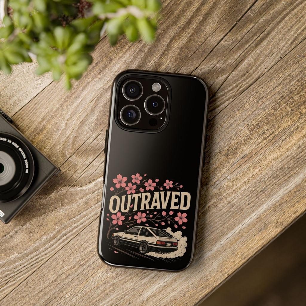 Phone Case — “Outraved” Drift Car Graphic with Cherry Blossoms