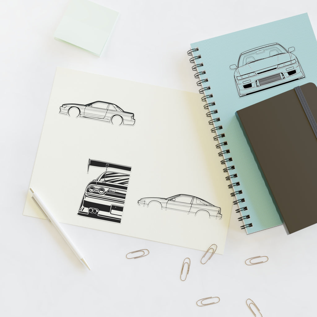 Stickers JDM  S13 Sticker Sheet – Black Line Art 4-Pack