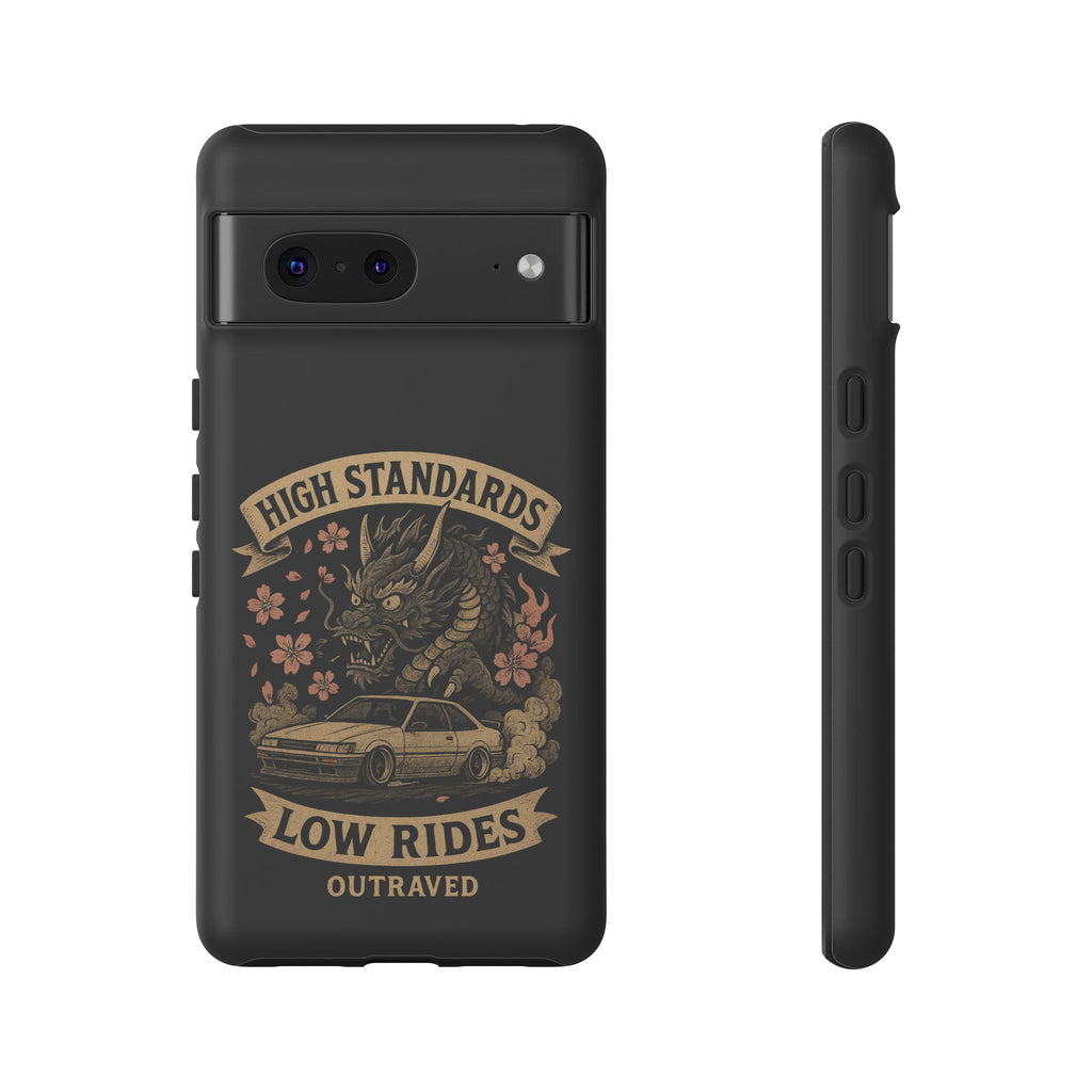 Phone Case — "High Standards Low Rides" Retro Dragon Car Design