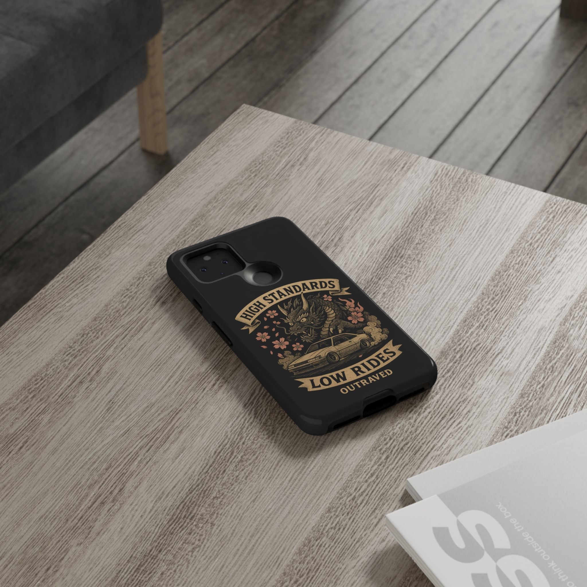 Phone Case — "High Standards Low Rides" Retro Dragon Car Design