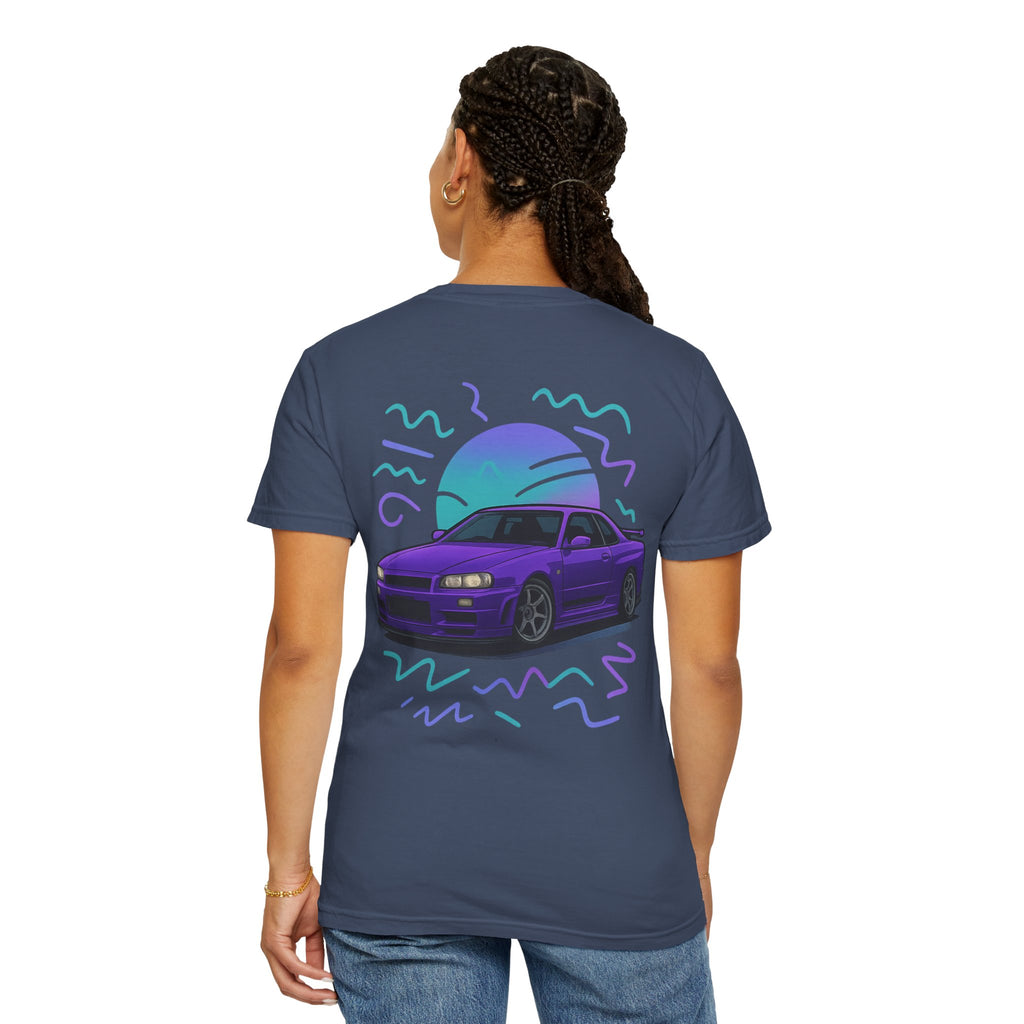 A Retro Skyline R34 T-Shirt — Purple JDM Car Graphic Tee