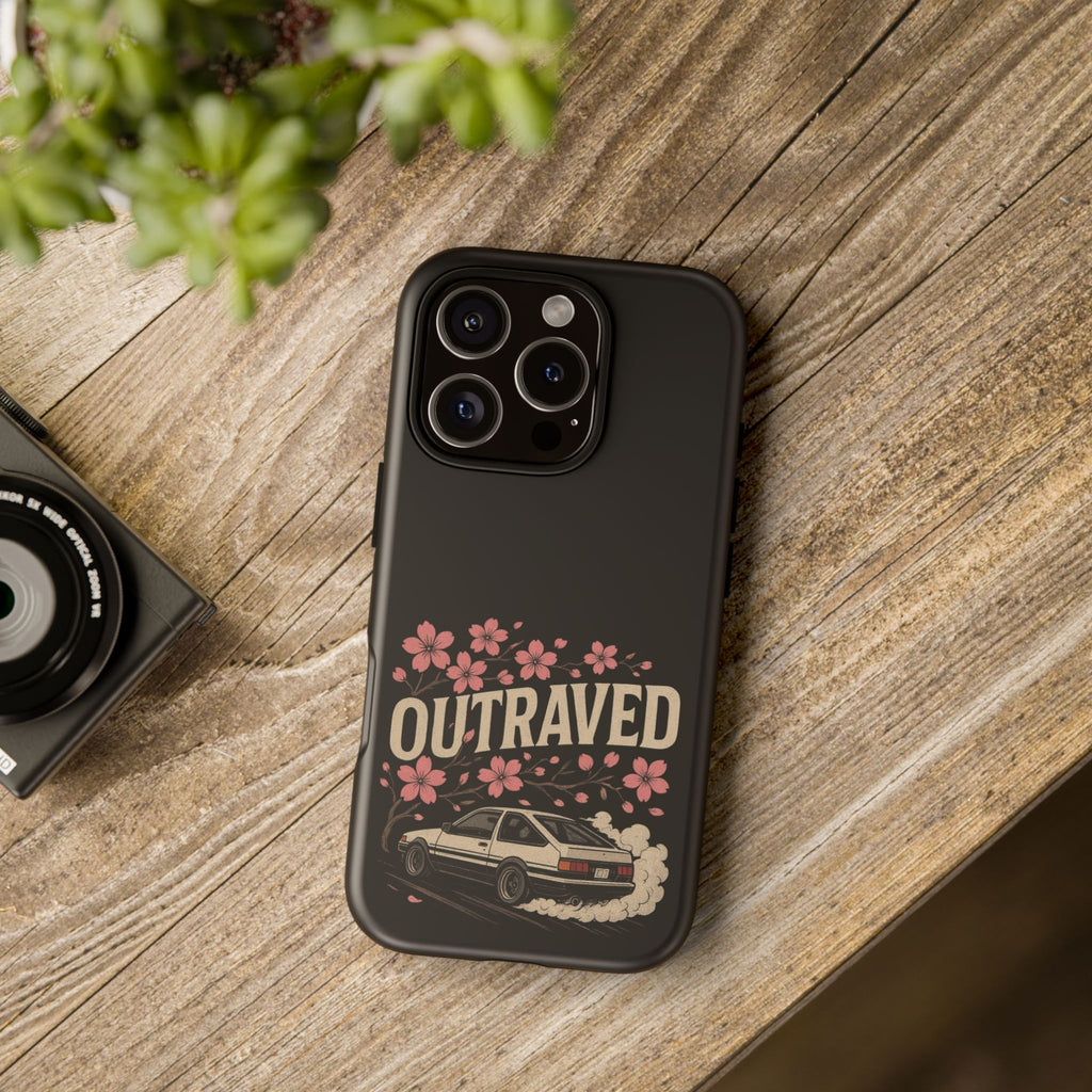 Phone Case — “Outraved” Drift Car Graphic with Cherry Blossoms