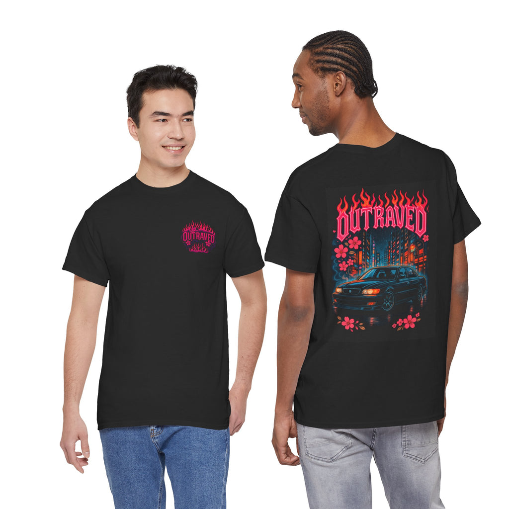 A Outraved Night Car Tee — Retro Neon Racing Graphic T-Shirt