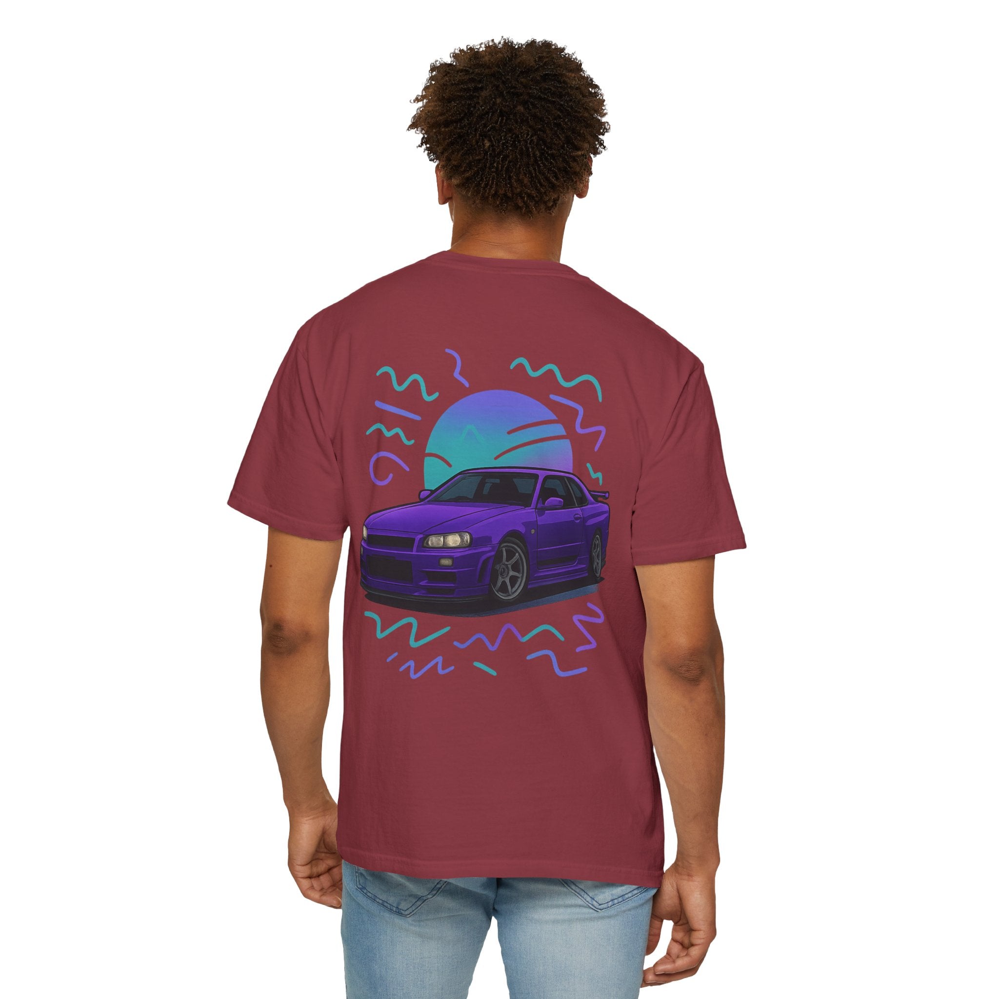 A Retro Skyline R34 T-Shirt — Purple JDM Car Graphic Tee