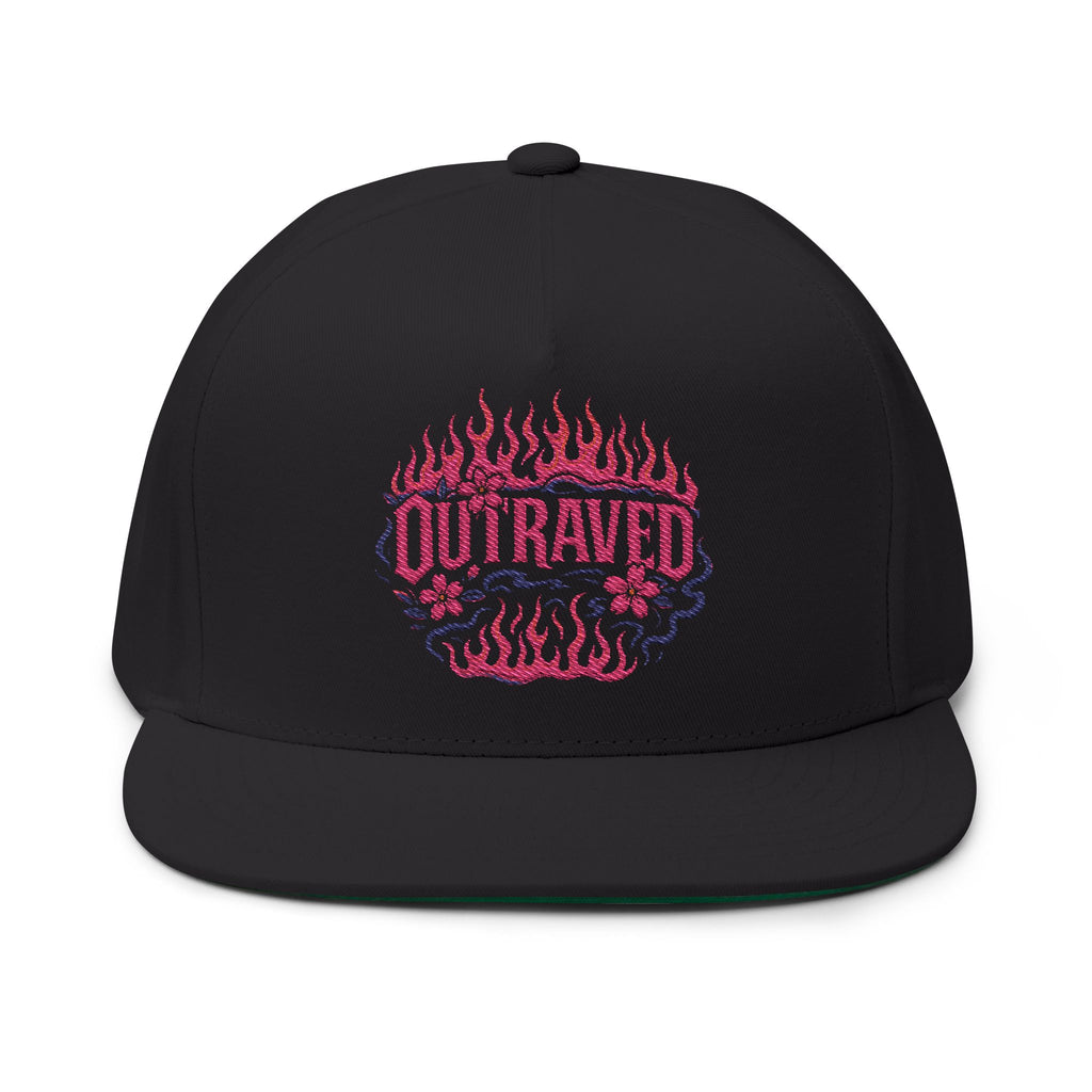Cap — Embroidered 'Outraved' Neon Flame Streetwear Snapback