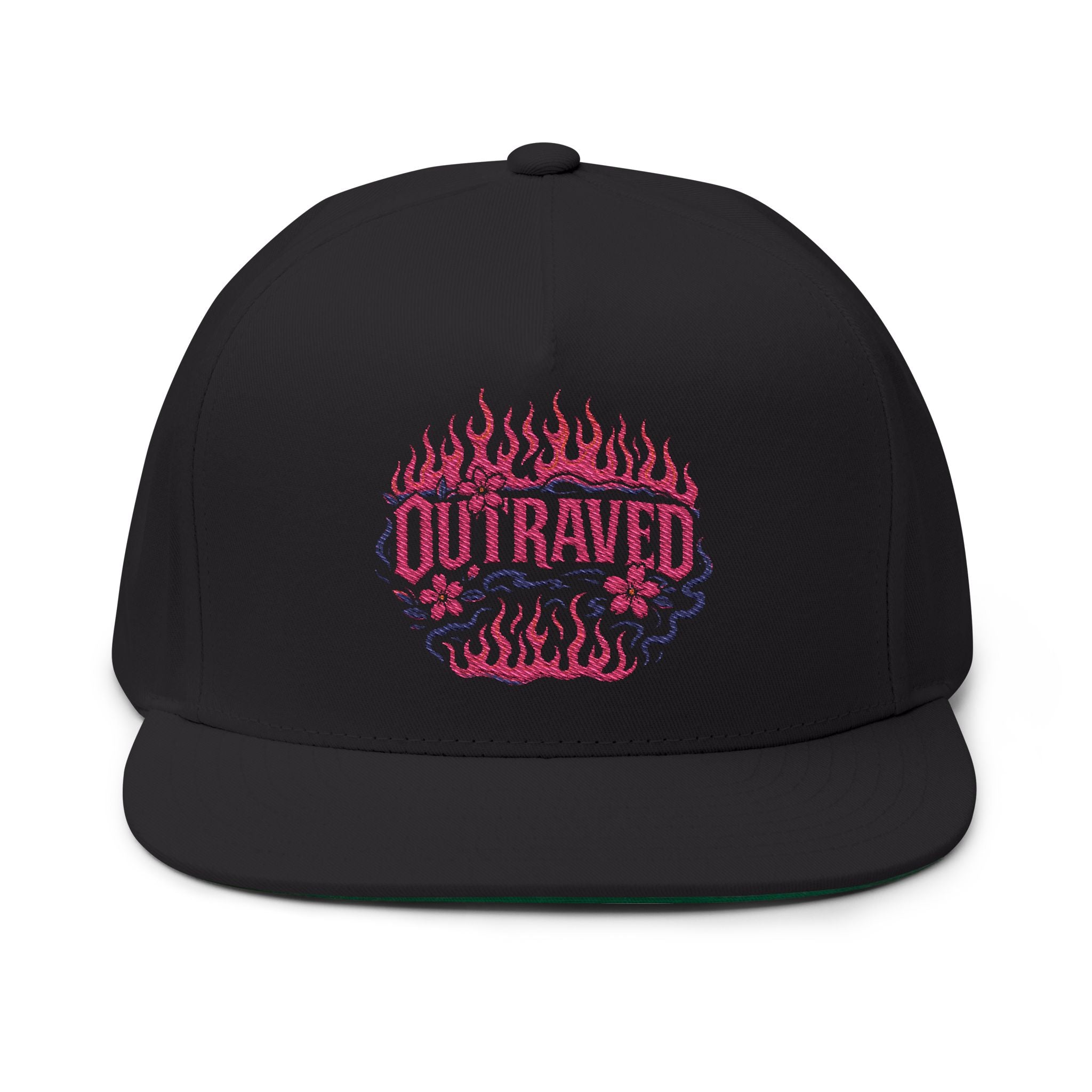 Cap — Embroidered 'Outraved' Neon Flame Streetwear Snapback