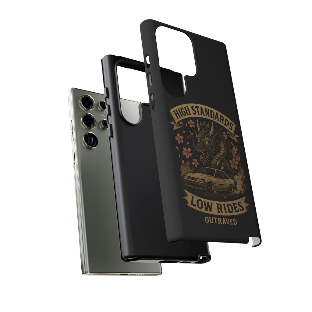 Phone Case — "High Standards Low Rides" Retro Dragon Car Design