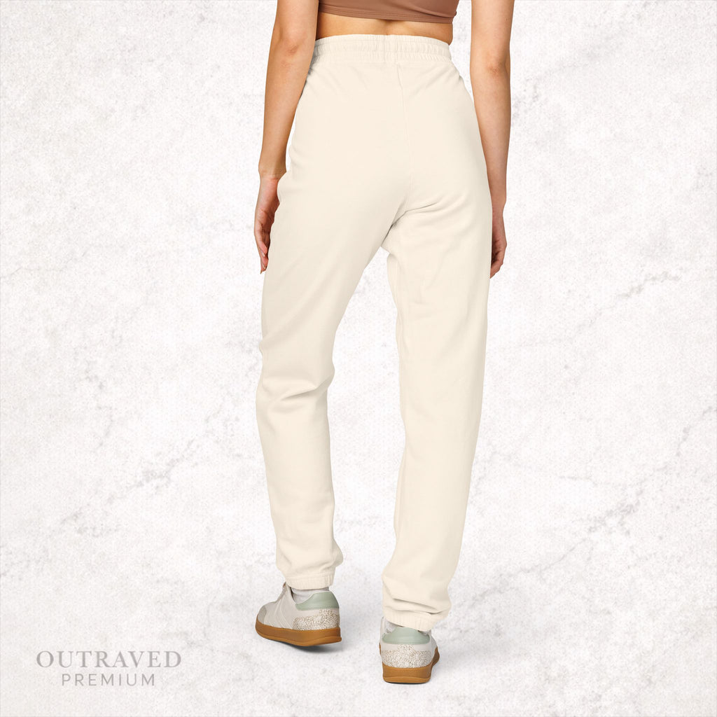 Garment-Dyed Fleece Sweatpants — Olive Joggers with White Side Logo