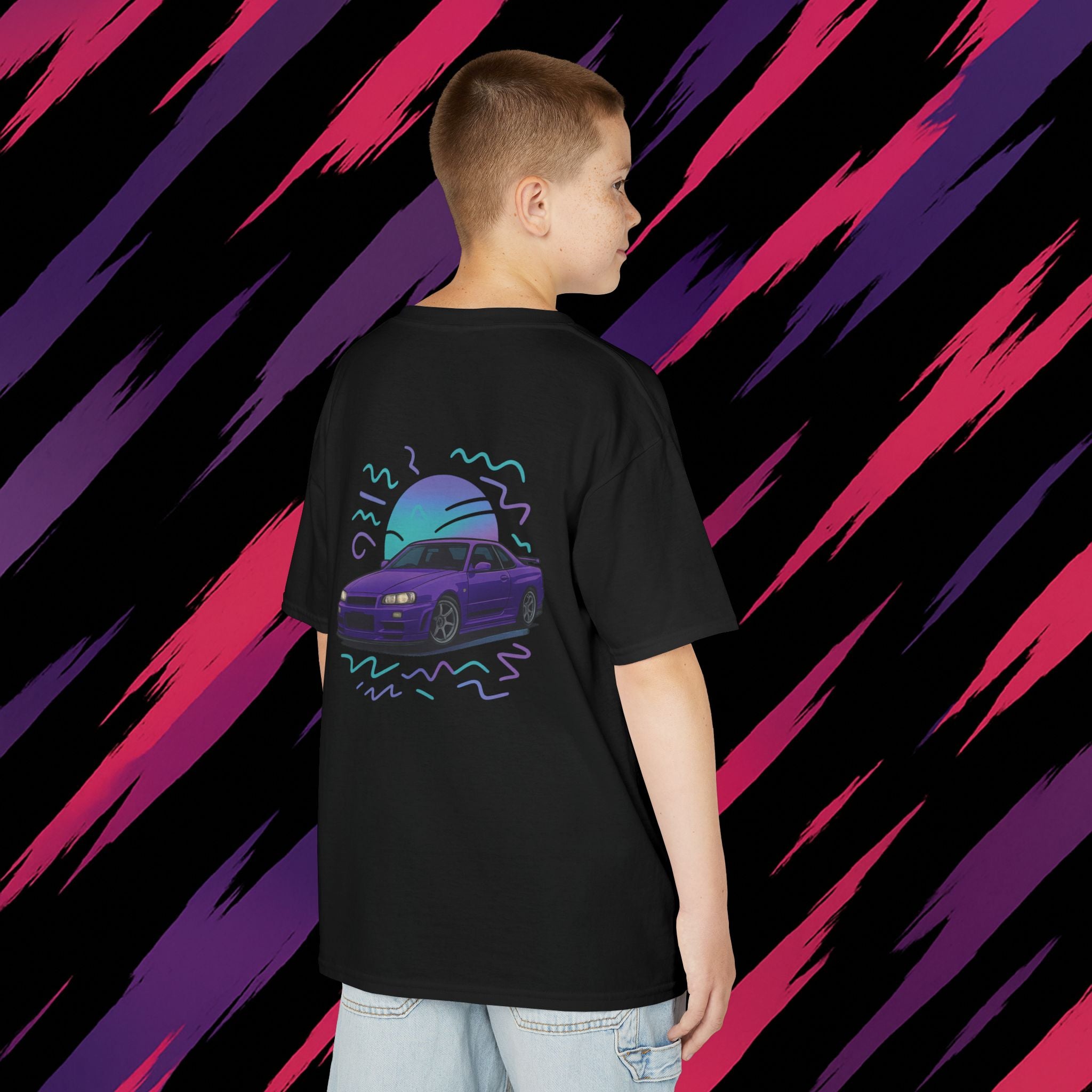 Kids Car Tee — Retro Purple R34 tee