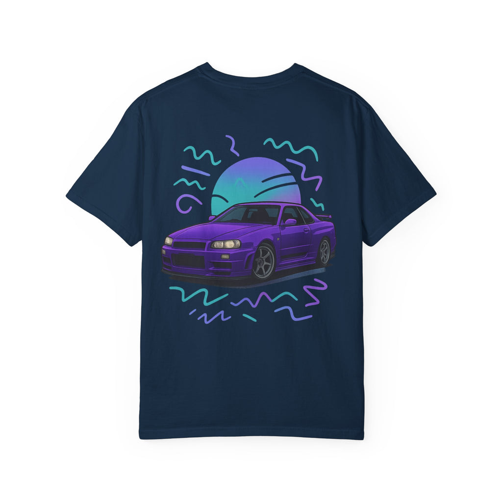 A Retro Skyline R34 T-Shirt — Purple JDM Car Graphic Tee