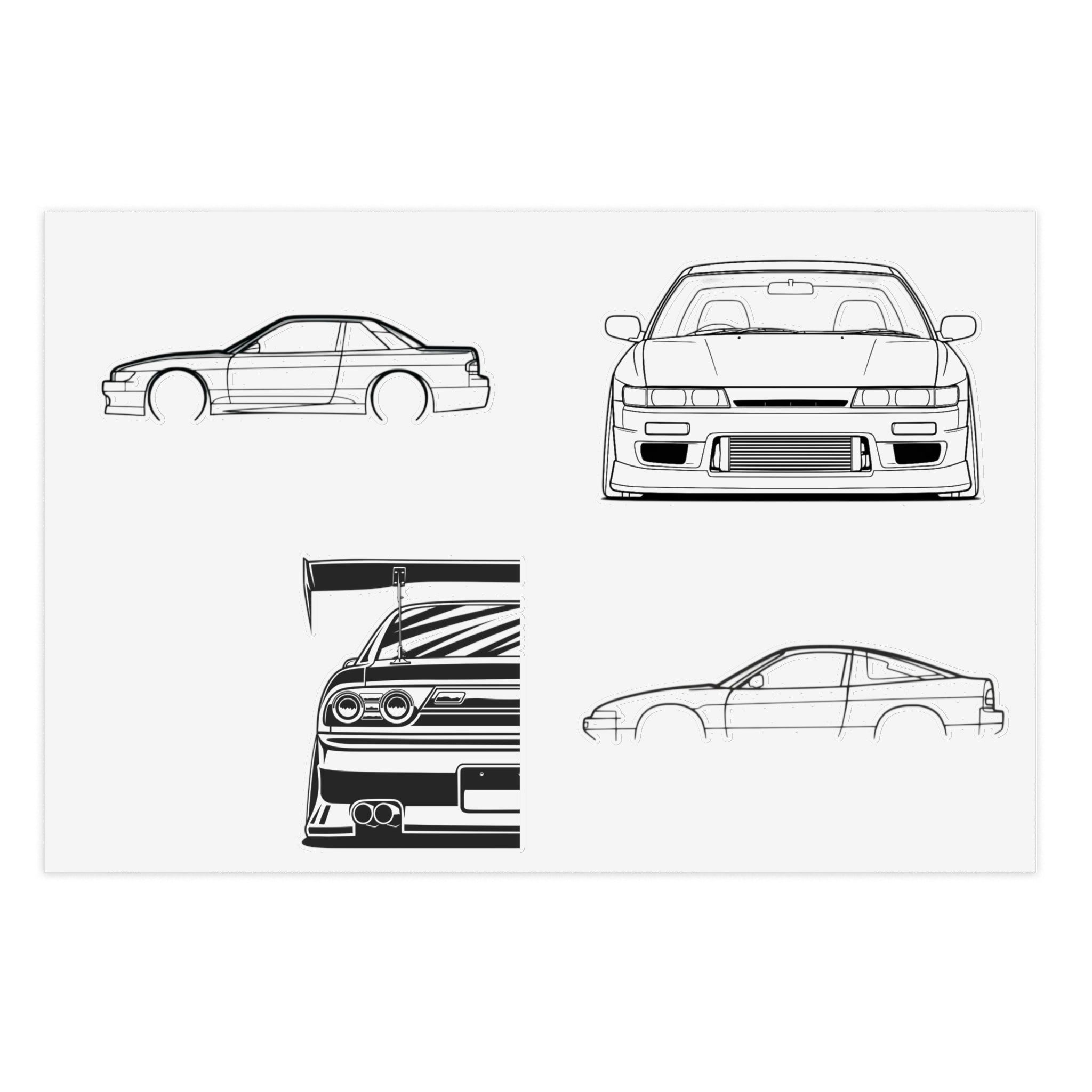 Stickers JDM  S13 Sticker Sheet – Black Line Art 4-Pack