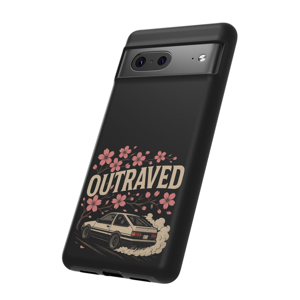 Phone Case — “Outraved” Drift Car Graphic with Cherry Blossoms