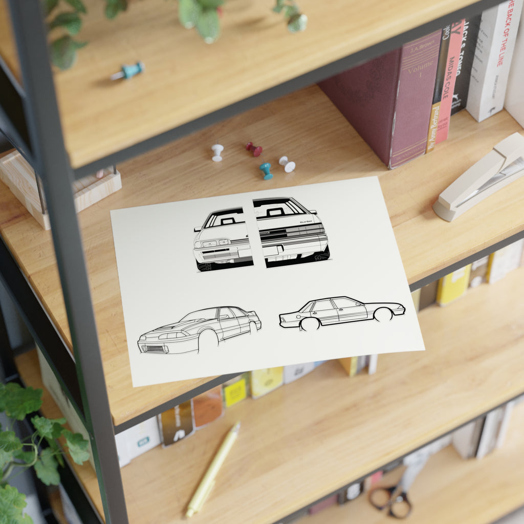 Stickers Fully sick vl brah Line Art Sticker Sheet — Retro Car Outline Decals