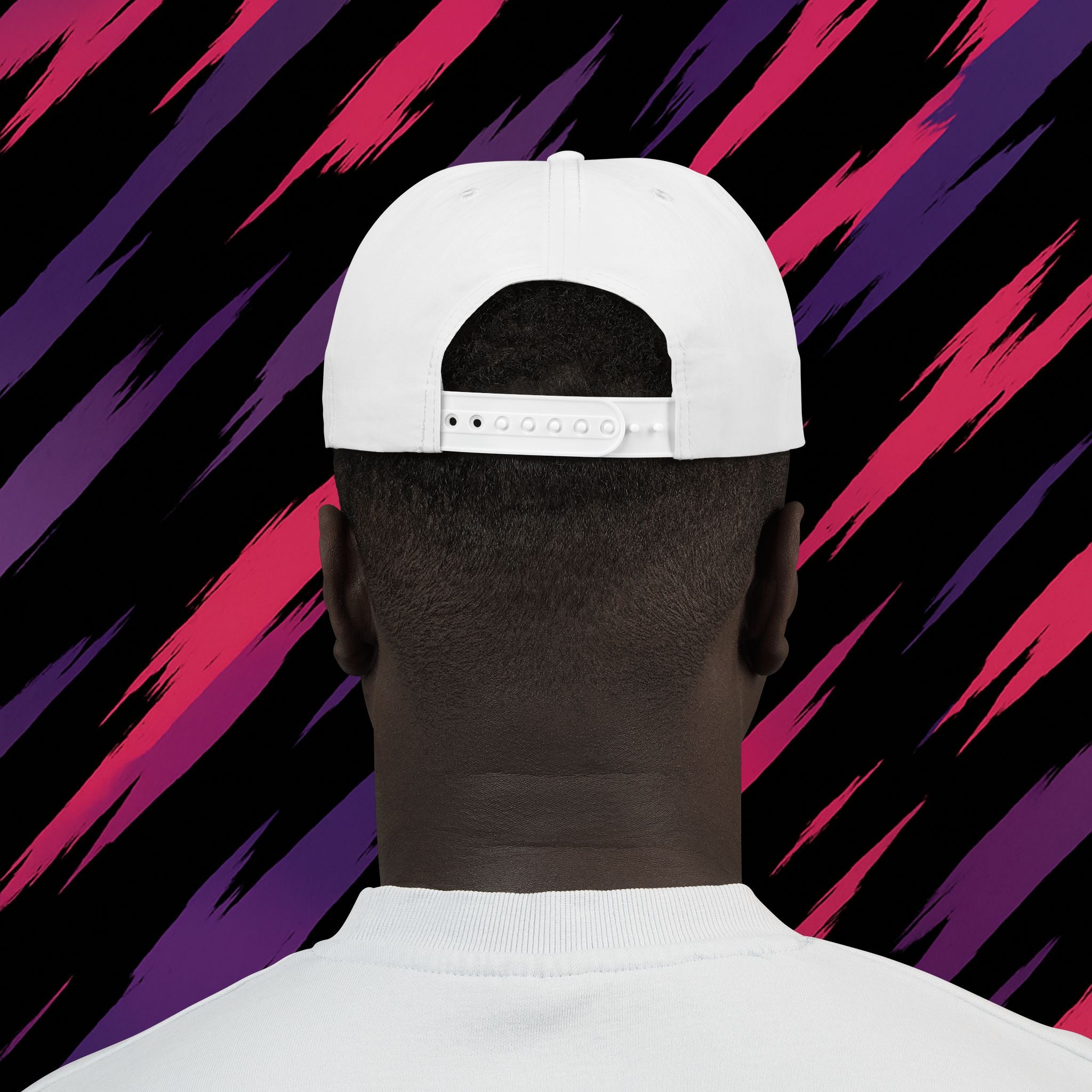 Surf Cap — White Snapback Hat with Pink ‘OUTRAVED’ Flame Logo