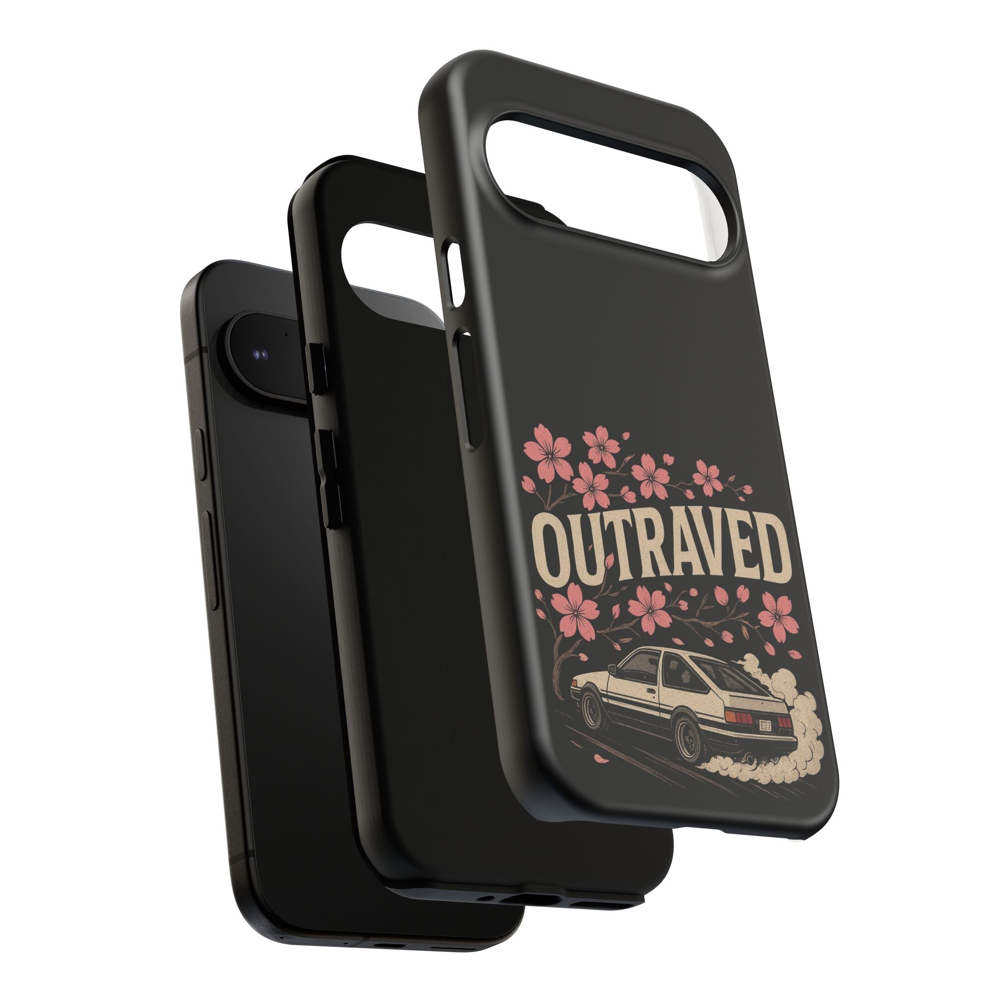Phone Case — “Outraved” Drift Car Graphic with Cherry Blossoms