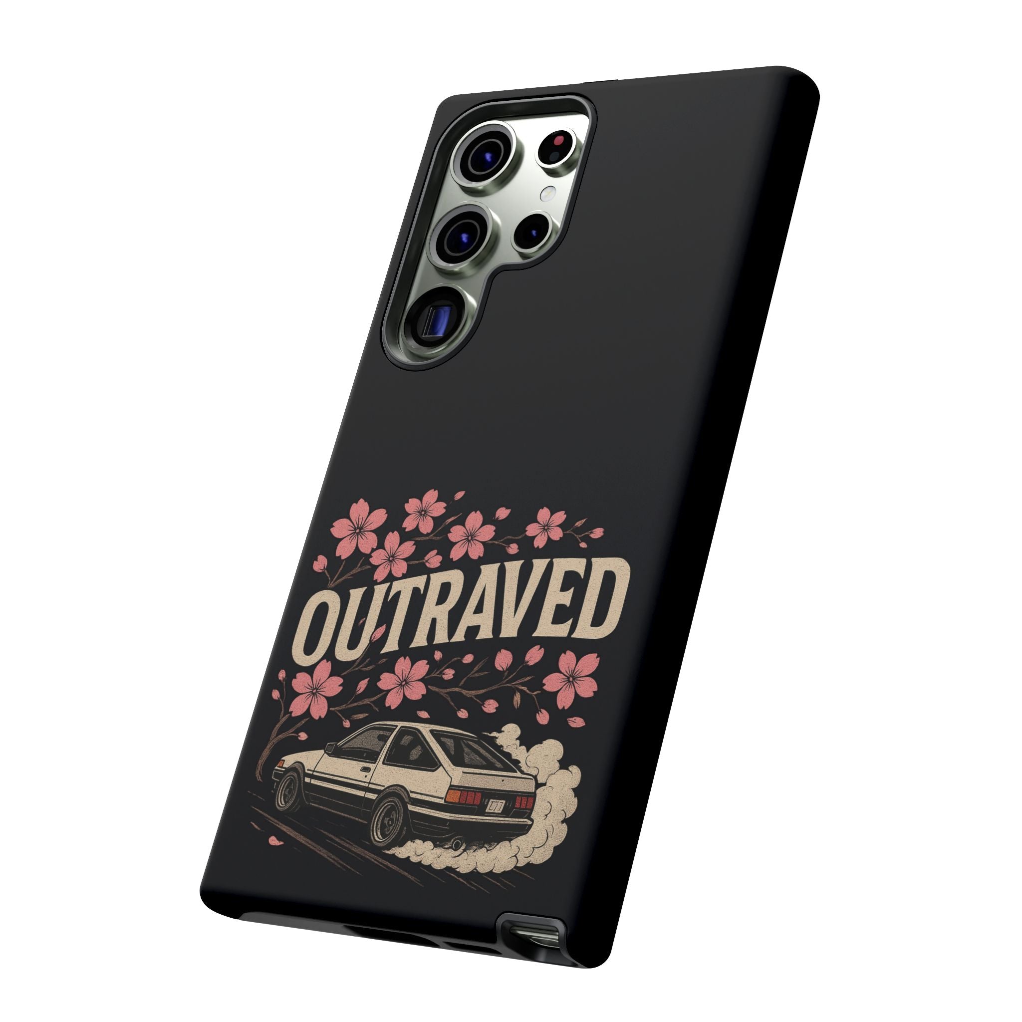 Phone Case — “Outraved” Drift Car Graphic with Cherry Blossoms