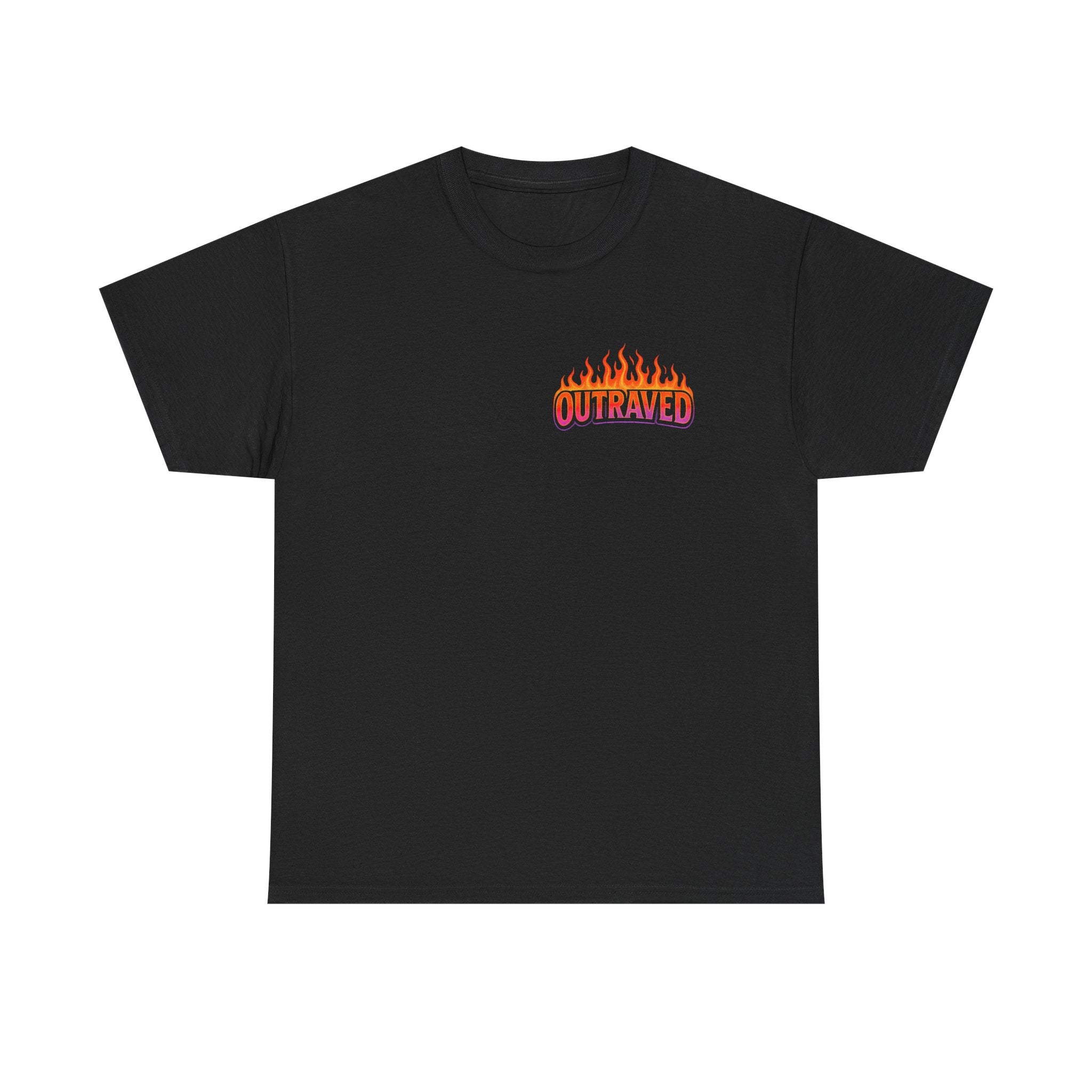 Outraved Car Flames T-Shirt — Retro Van Gogh-Inspired Graphic Tee