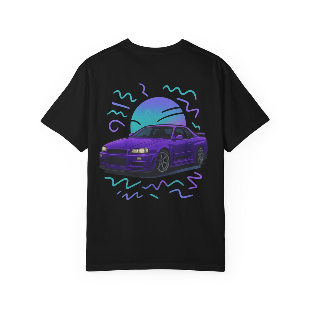 A Retro Skyline R34 T-Shirt — Purple JDM Car Graphic Tee