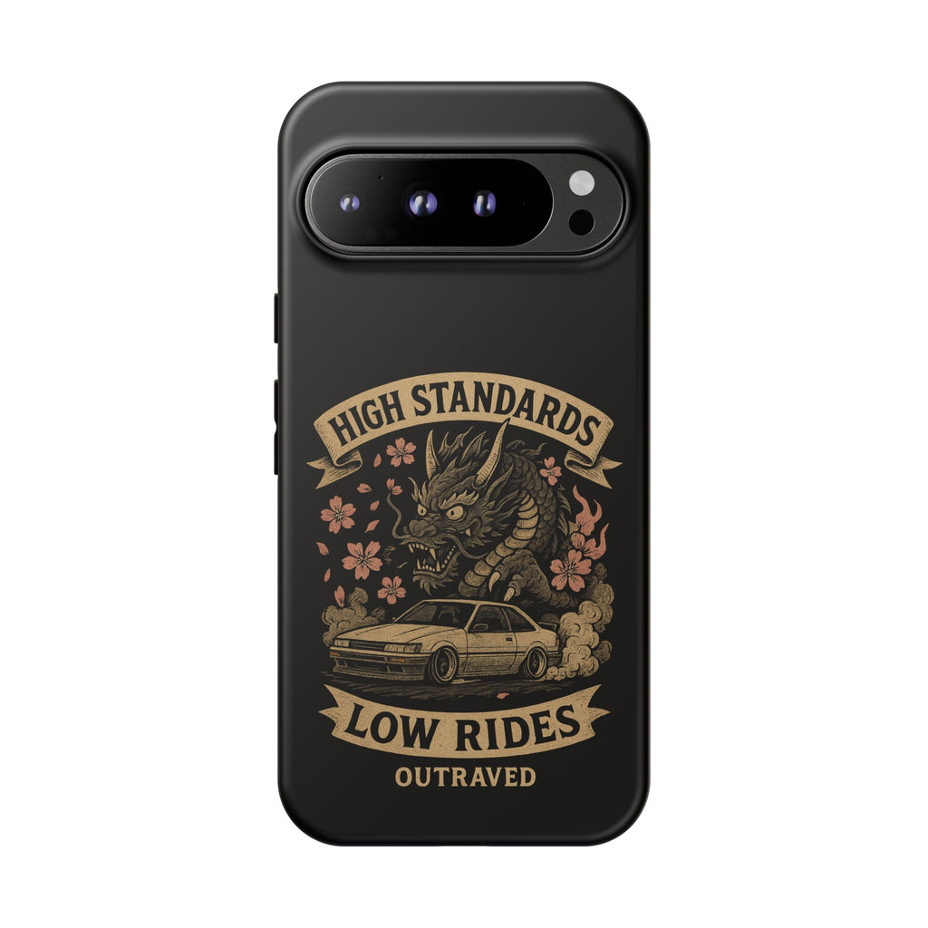 Phone Case — "High Standards Low Rides" Retro Dragon Car Design