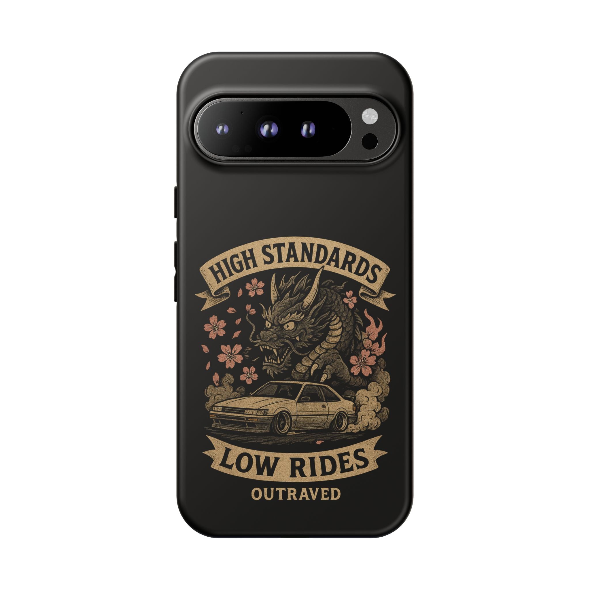 Phone Case — "High Standards Low Rides" Retro Dragon Car Design