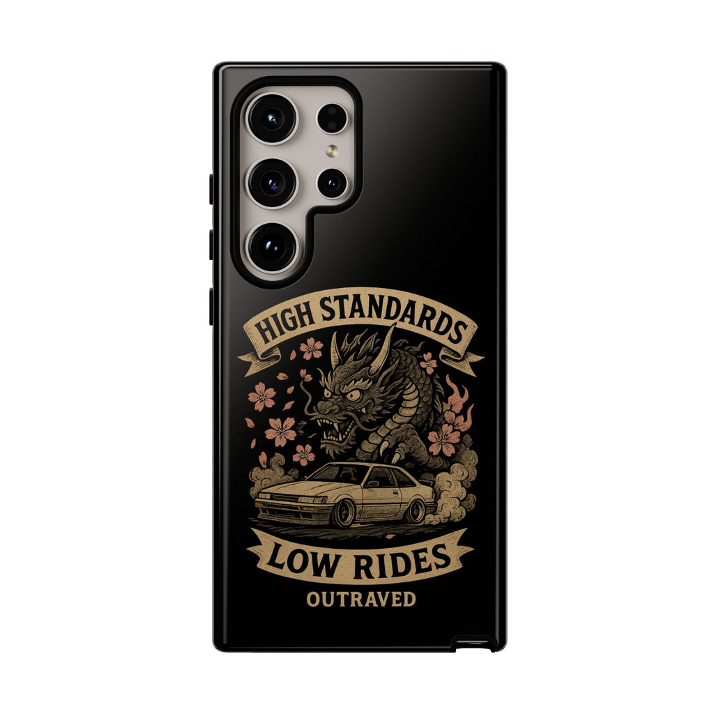 Phone Case — "High Standards Low Rides" Retro Dragon Car Design