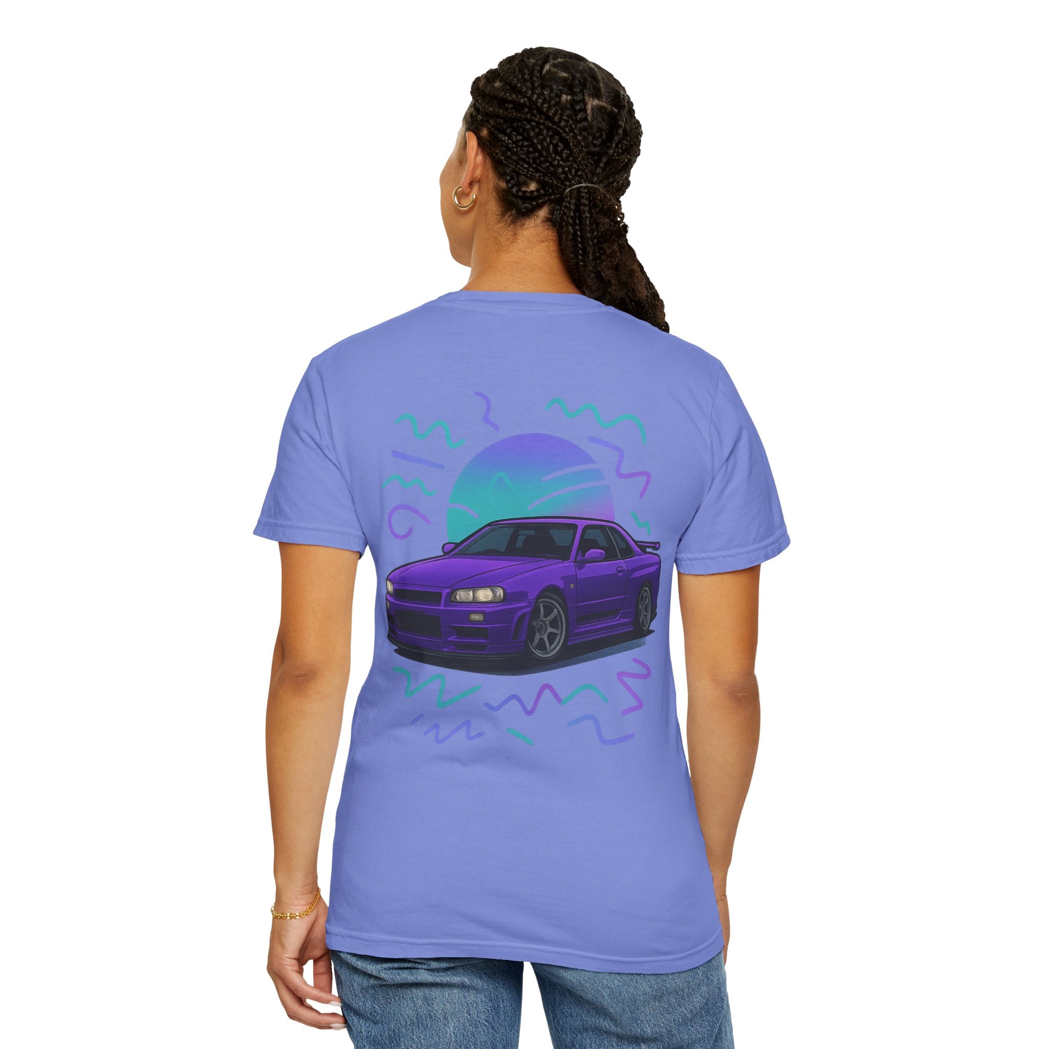 A Retro Skyline R34 T-Shirt — Purple JDM Car Graphic Tee