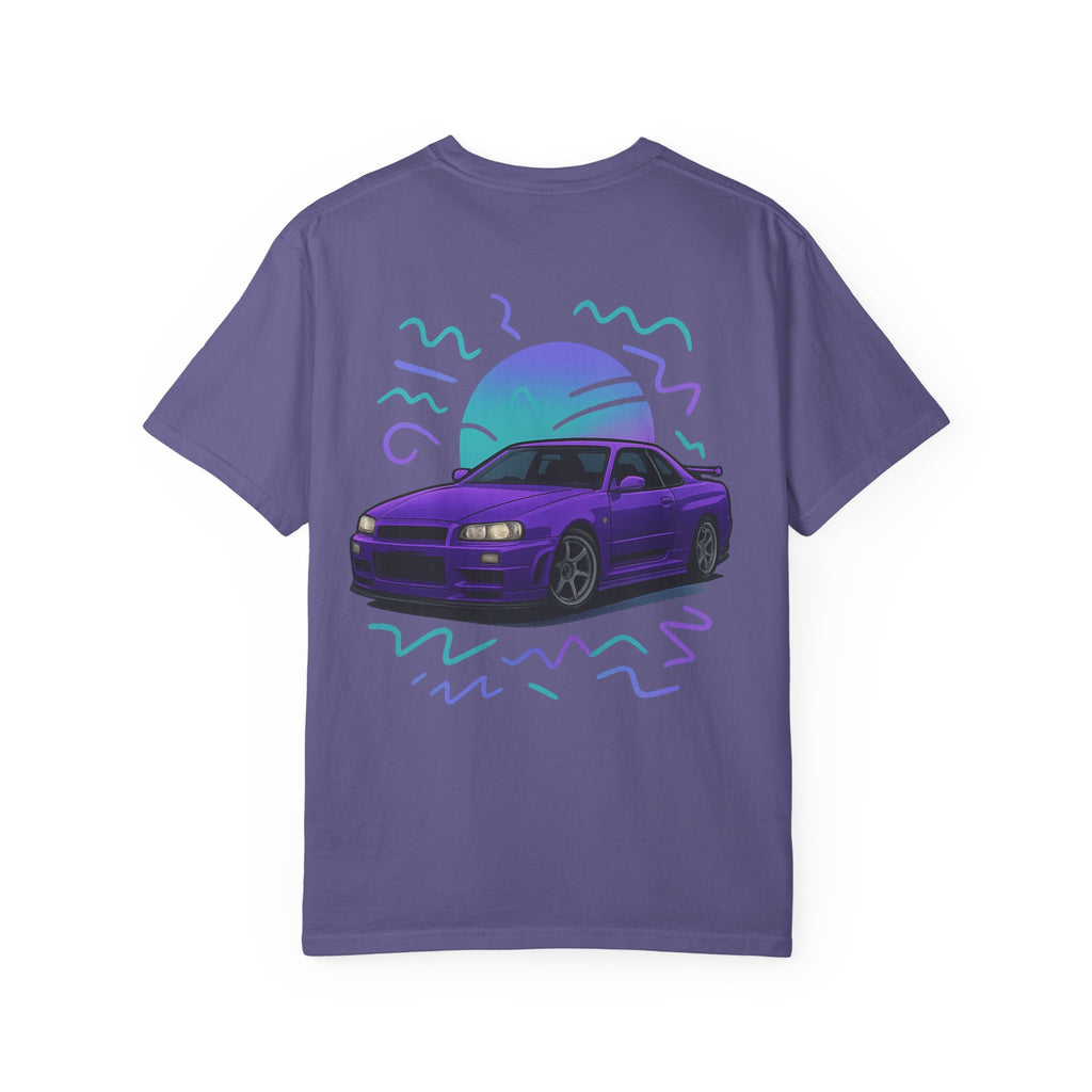 A Retro Skyline R34 T-Shirt — Purple JDM Car Graphic Tee