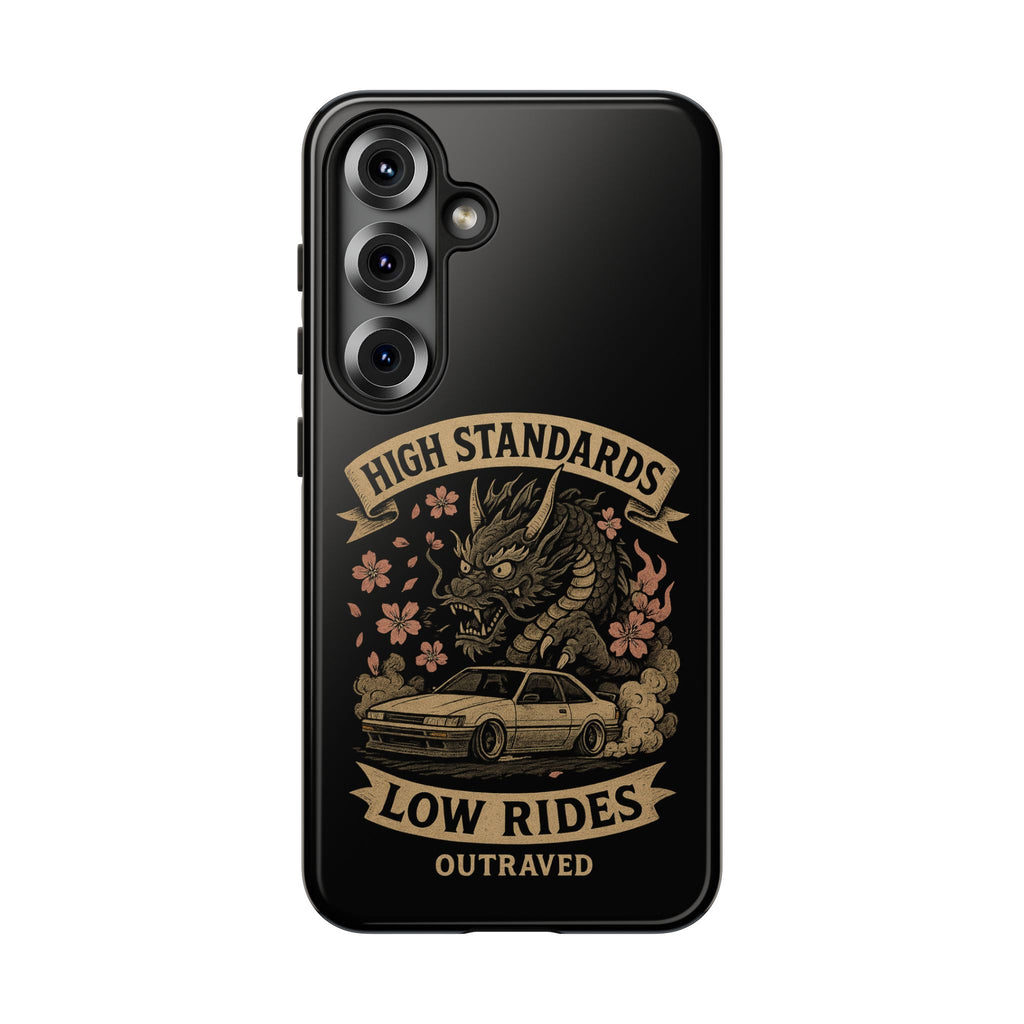 Phone Case — "High Standards Low Rides" Retro Dragon Car Design