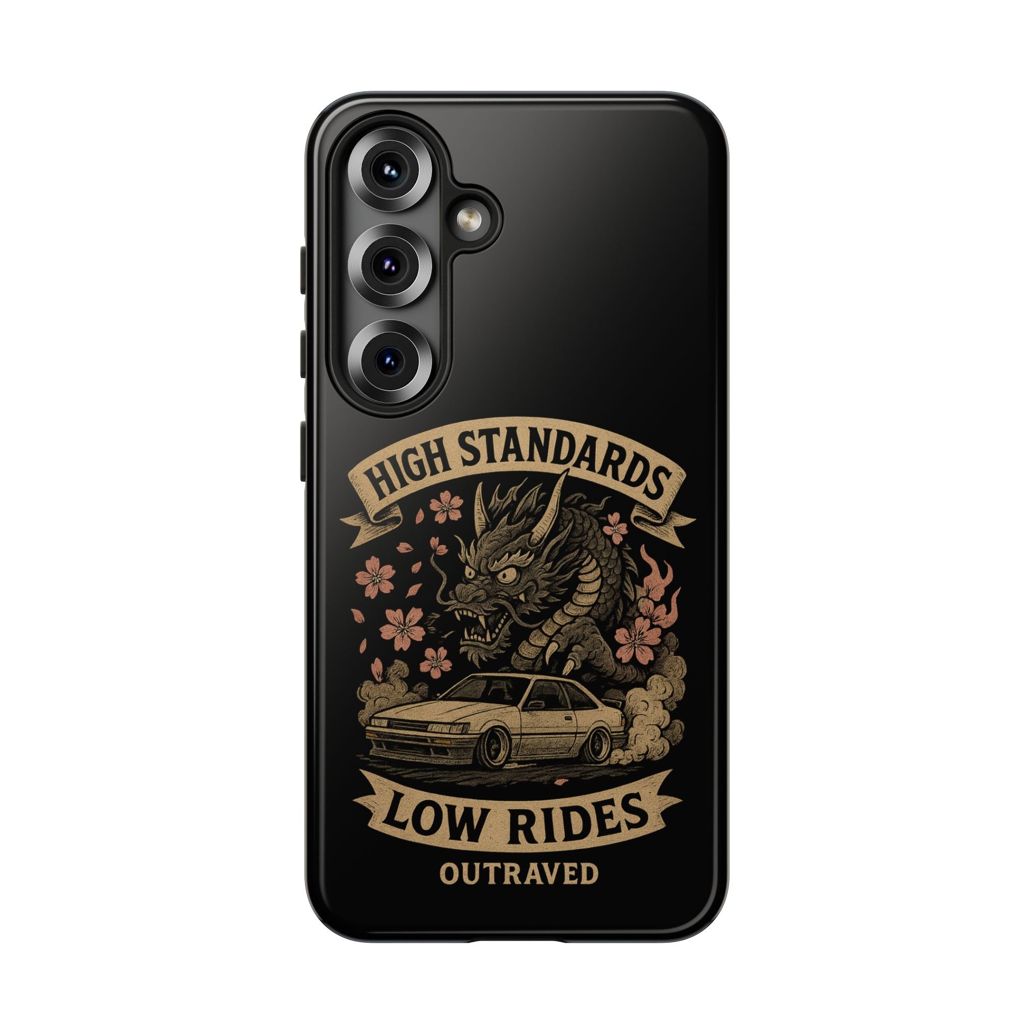 Phone Case — "High Standards Low Rides" Retro Dragon Car Design