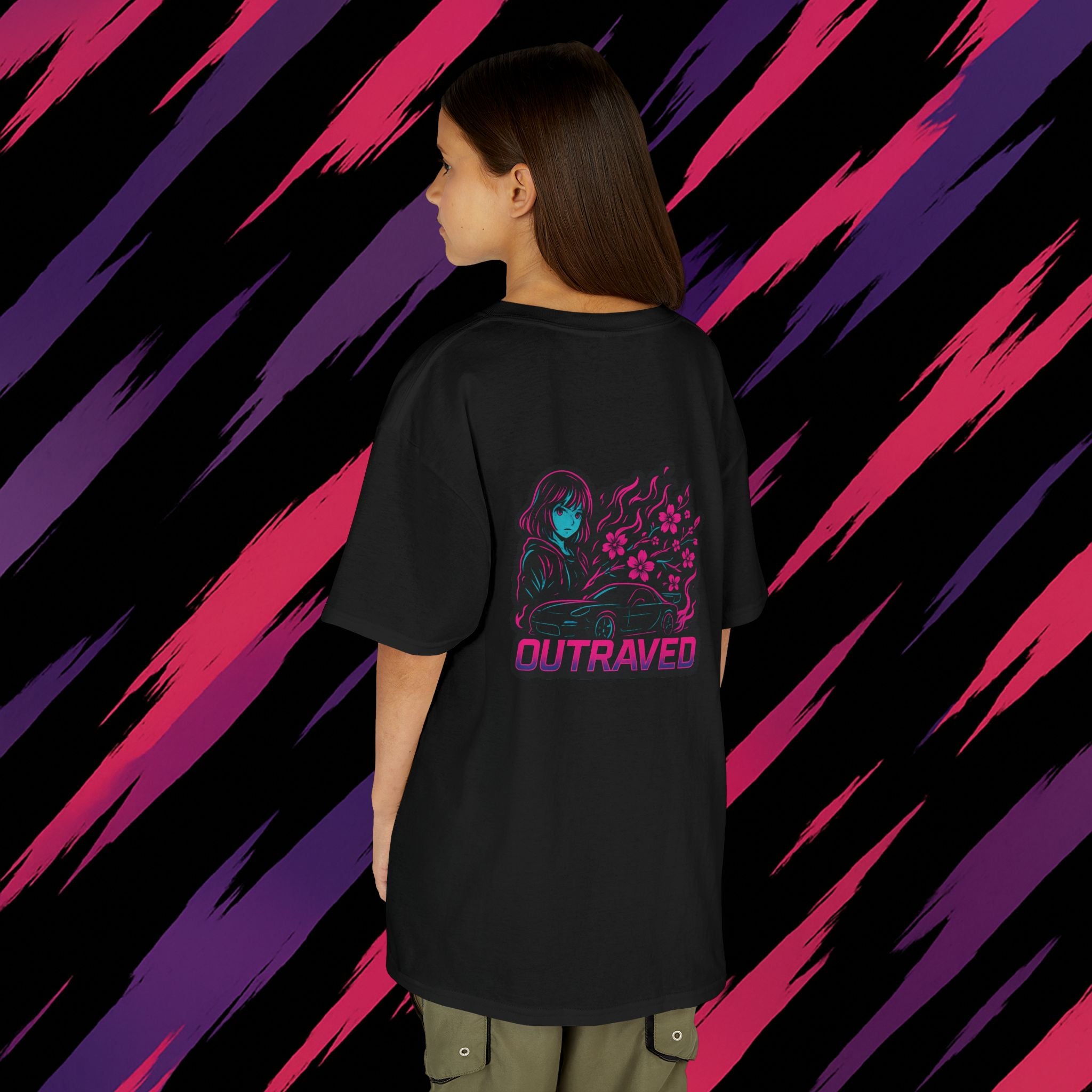 Kids T‑Shirt — Neon Anime Girl