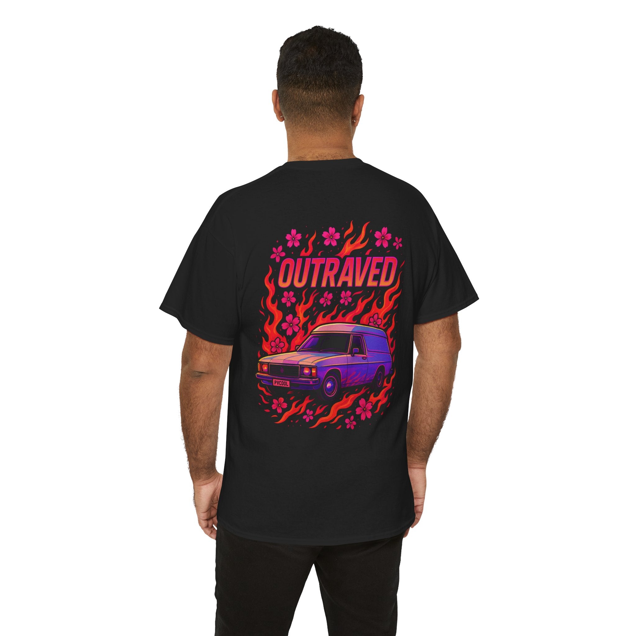 Outraved Car Flames T-Shirt — Retro Van Gogh-Inspired Graphic Tee