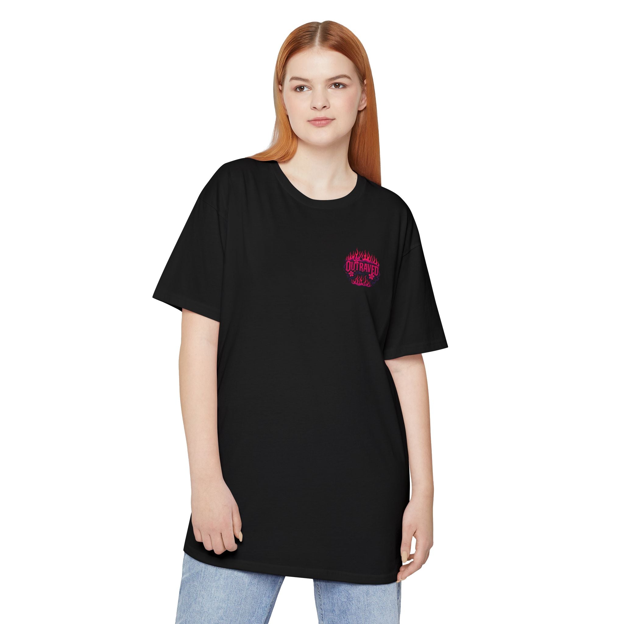 A Outraved Flame Retro Car Longbody Tee — Vintage Anime Streetwear Longline Shirt