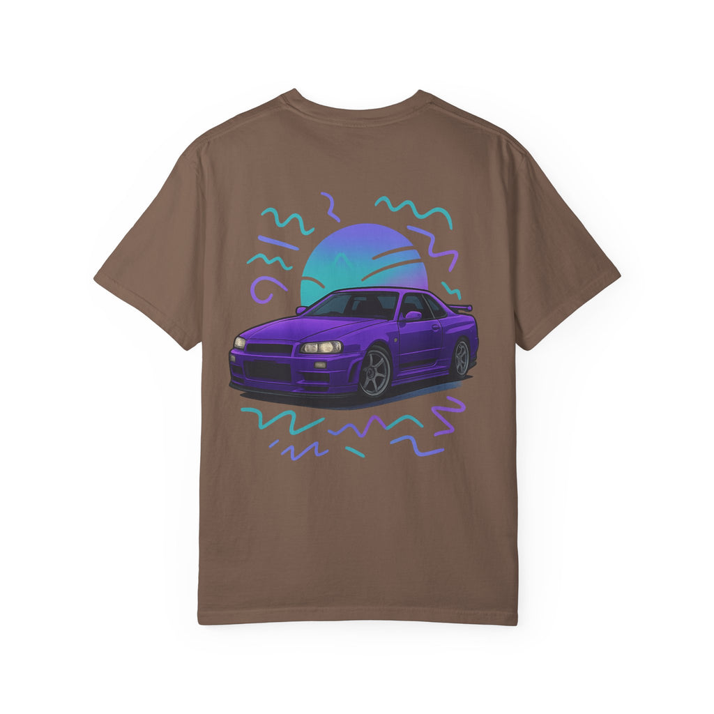 A Retro Skyline R34 T-Shirt — Purple JDM Car Graphic Tee