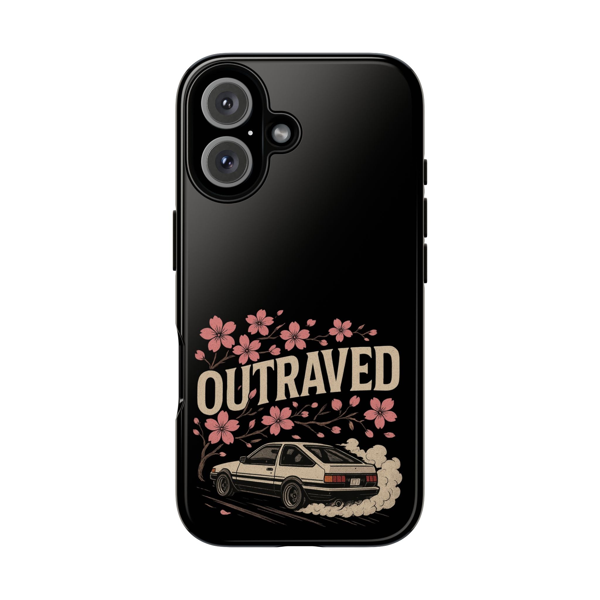 Phone Case — “Outraved” Drift Car Graphic with Cherry Blossoms